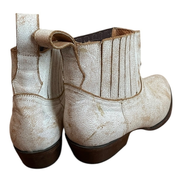 Women’s Boots MATISSE Mustang Boot White Distressed Leather Boots Cowboy Booties - Picture 5 of 8